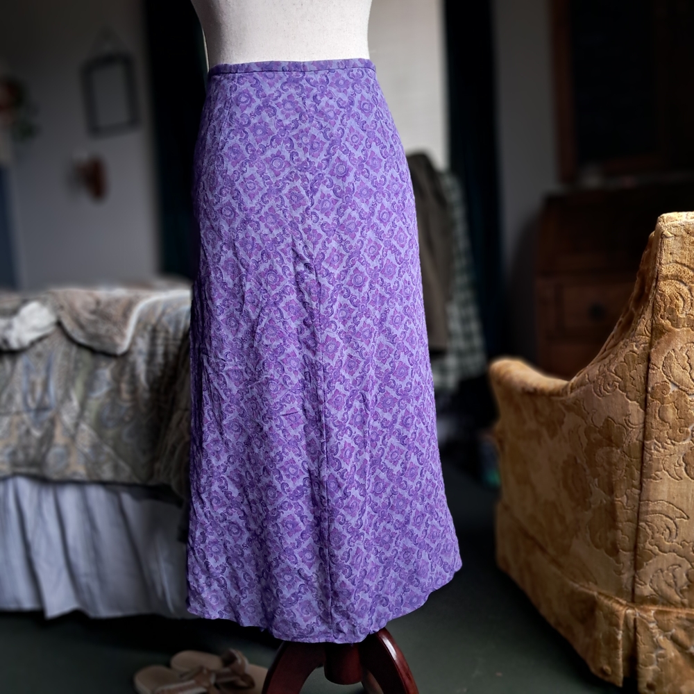 Purple Patterned Ann Taylor Skirt